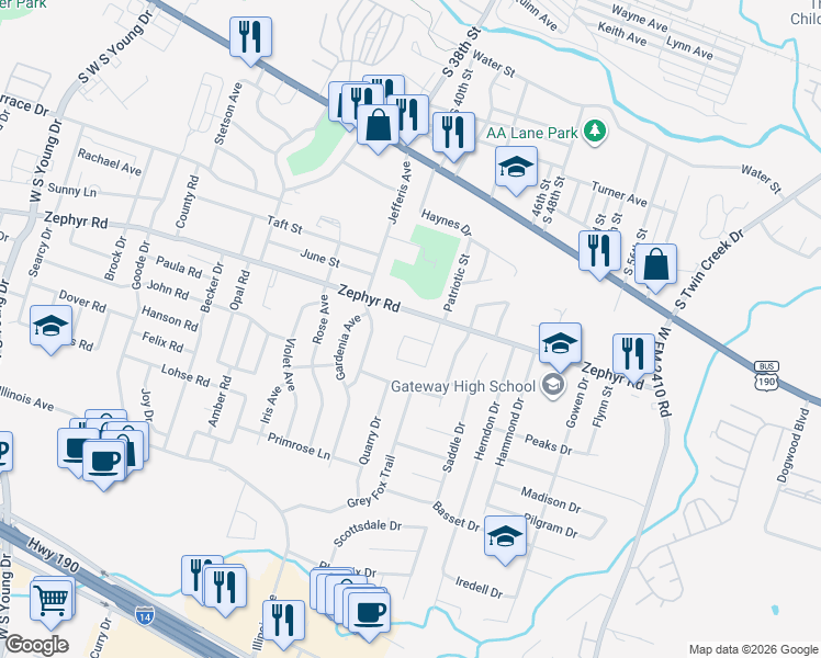 map of restaurants, bars, coffee shops, grocery stores, and more near 1601 Dugger Circle in Killeen
