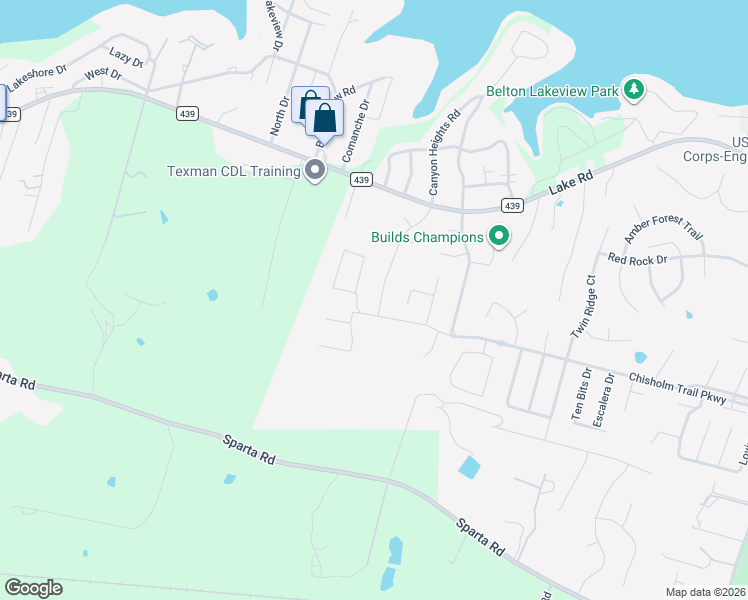 map of restaurants, bars, coffee shops, grocery stores, and more near 3201 South Canyon Heights in Belton