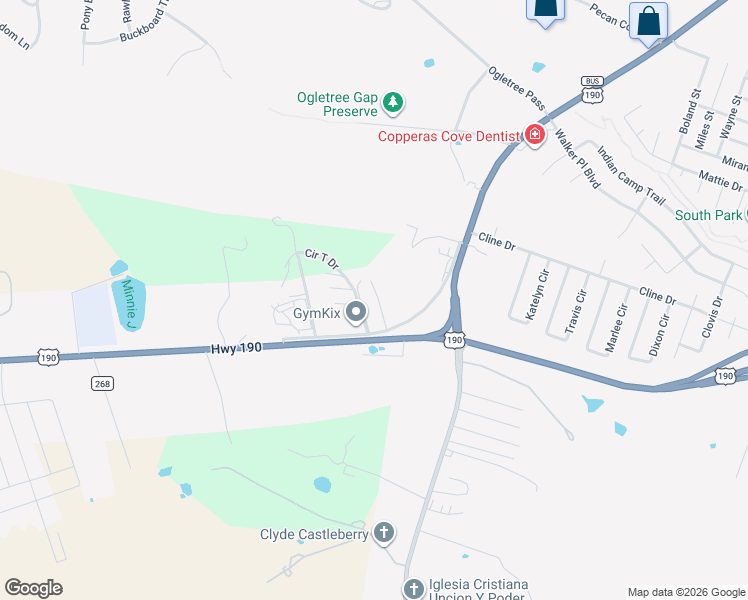 map of restaurants, bars, coffee shops, grocery stores, and more near 1951 Lightfoot Lane in Copperas Cove