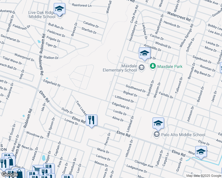 map of restaurants, bars, coffee shops, grocery stores, and more near 3305 Westwood Drive in Killeen
