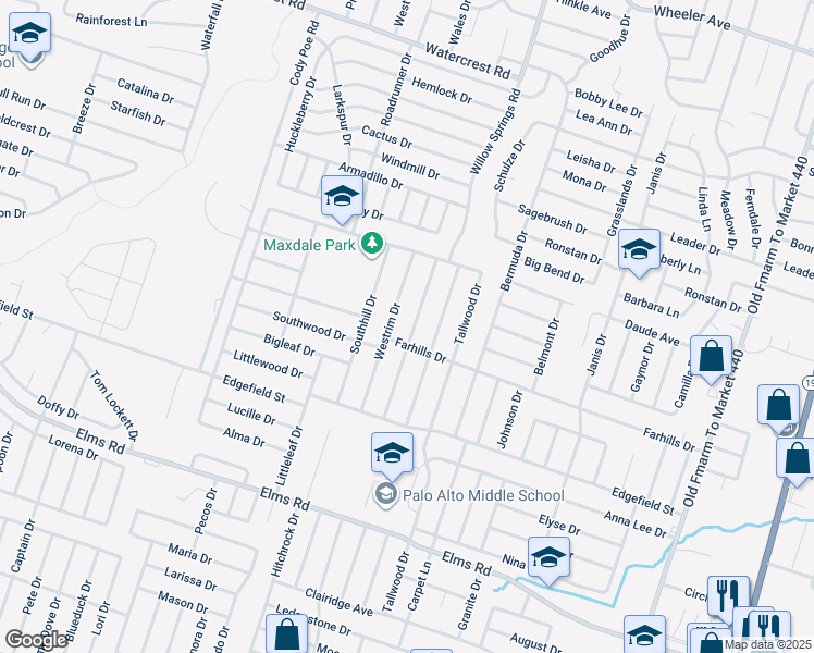 map of restaurants, bars, coffee shops, grocery stores, and more near 3205 Paintrock Drive in Killeen