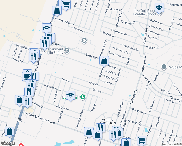 map of restaurants, bars, coffee shops, grocery stores, and more near 4514 Lloyd Drive in Killeen