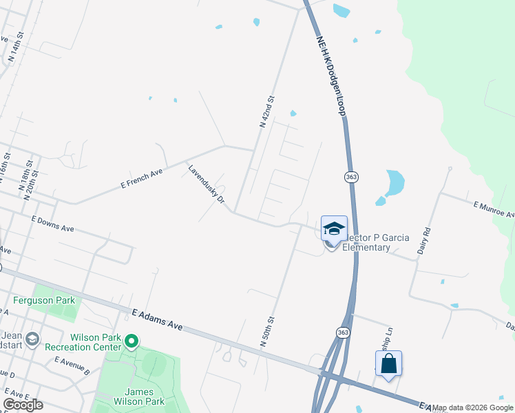 map of restaurants, bars, coffee shops, grocery stores, and more near 2400 Lavendusky Drive in Temple