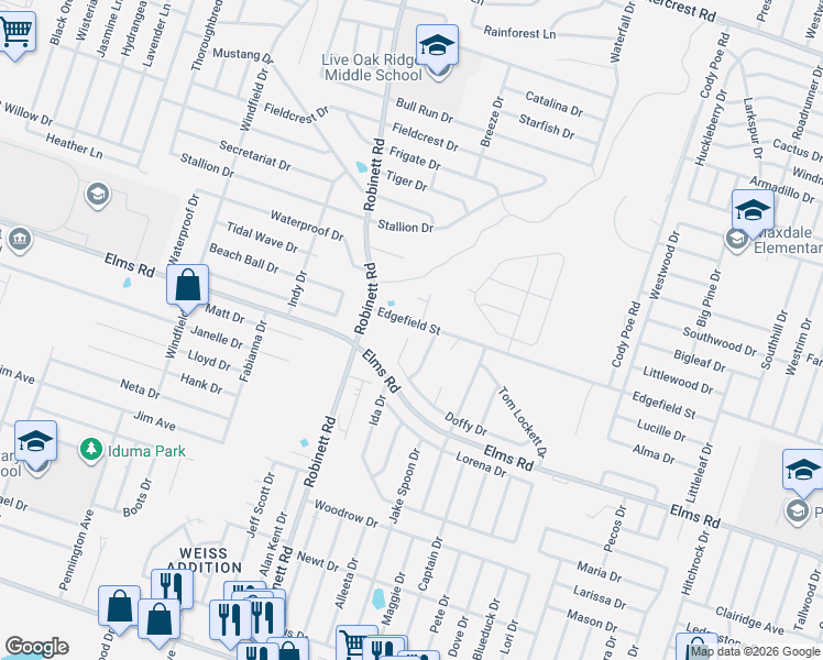 map of restaurants, bars, coffee shops, grocery stores, and more near 3709 Doffy Drive in Killeen