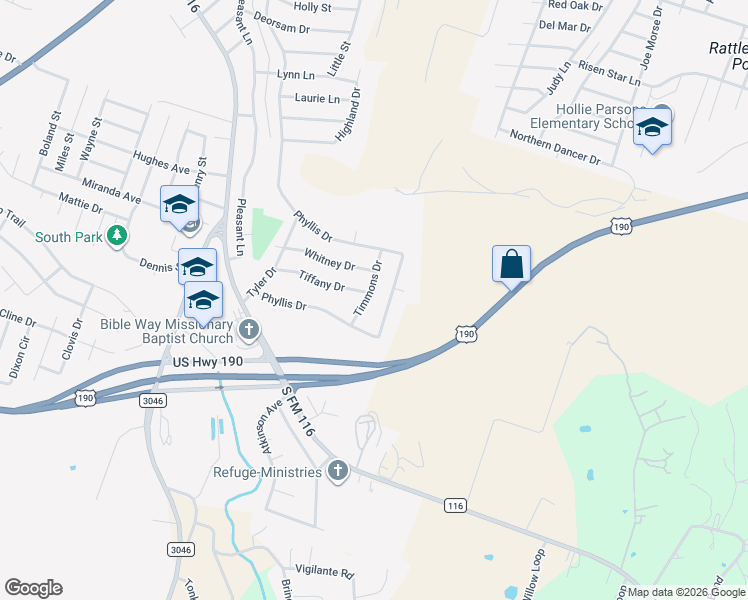 map of restaurants, bars, coffee shops, grocery stores, and more near 1104 Timmons Drive in Copperas Cove