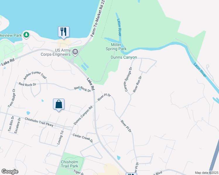 map of restaurants, bars, coffee shops, grocery stores, and more near 3214 River Pl Dr in Belton