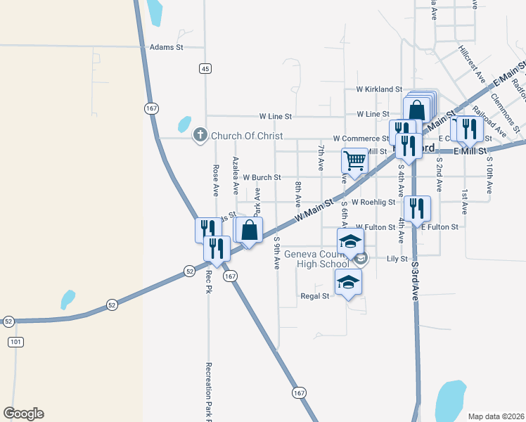 map of restaurants, bars, coffee shops, grocery stores, and more near 701-799 West Roehlig Street in Hartford
