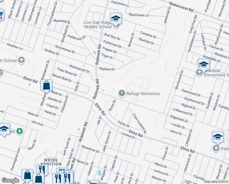 map of restaurants, bars, coffee shops, grocery stores, and more near 2810 Windmill Court in Killeen