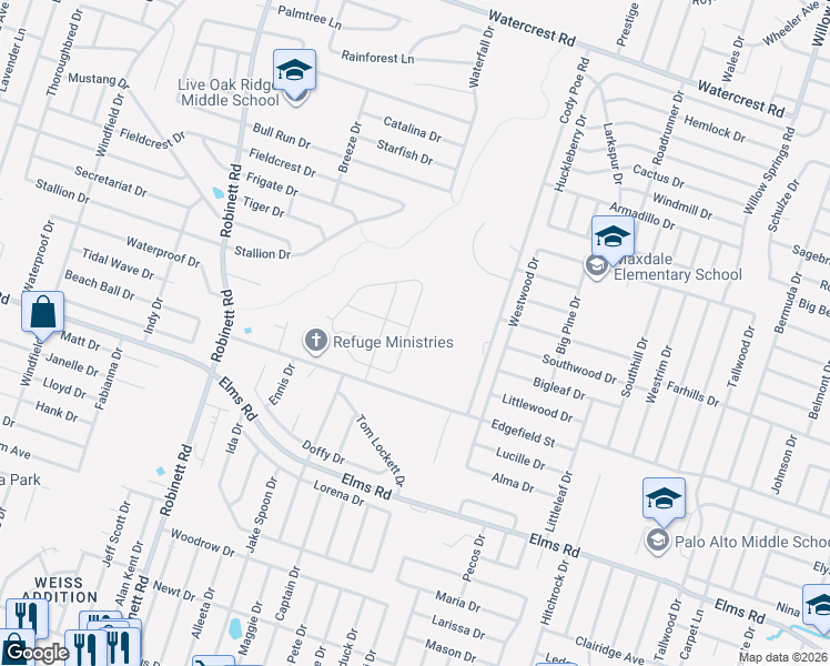 map of restaurants, bars, coffee shops, grocery stores, and more near 4200 Maid Marian Circle in Killeen