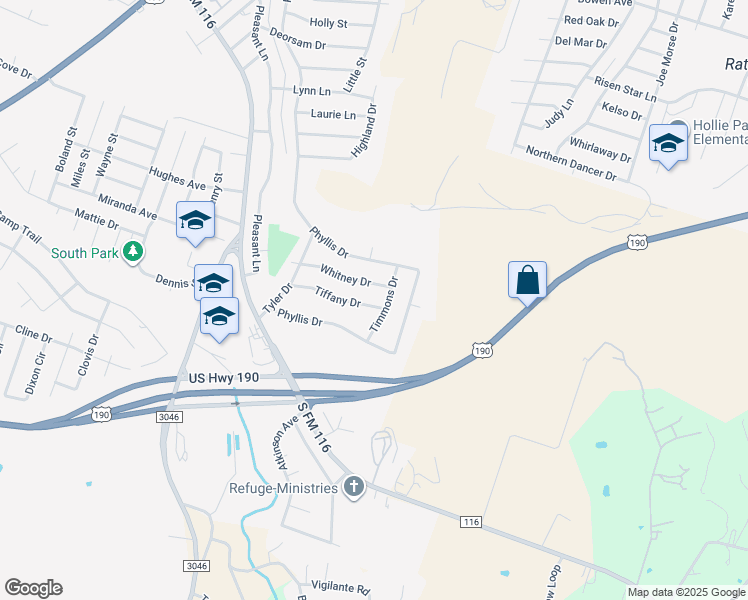 map of restaurants, bars, coffee shops, grocery stores, and more near 2328 Whitney Drive in Copperas Cove