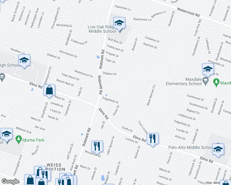 map of restaurants, bars, coffee shops, grocery stores, and more near 3805 Wind Court in Killeen
