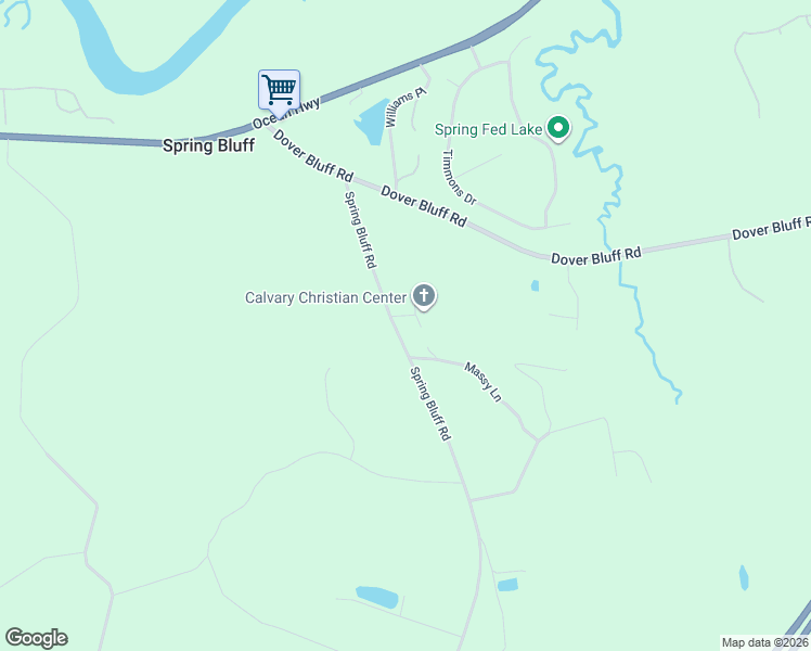 map of restaurants, bars, coffee shops, grocery stores, and more near 3268 Spring Bluff Road in Waverly