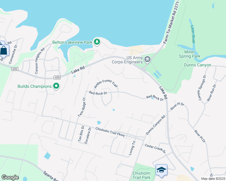 map of restaurants, bars, coffee shops, grocery stores, and more near 2509 Amber Forest Trail in Belton