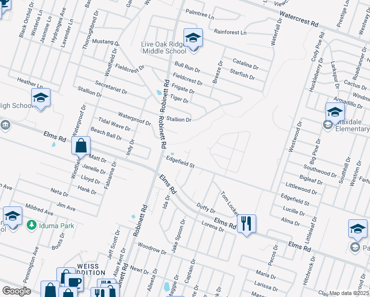 map of restaurants, bars, coffee shops, grocery stores, and more near 2806 Windmill Court in Killeen