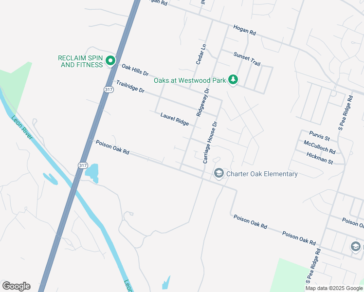 map of restaurants, bars, coffee shops, grocery stores, and more near 8717 Ridge Wood Drive in Temple