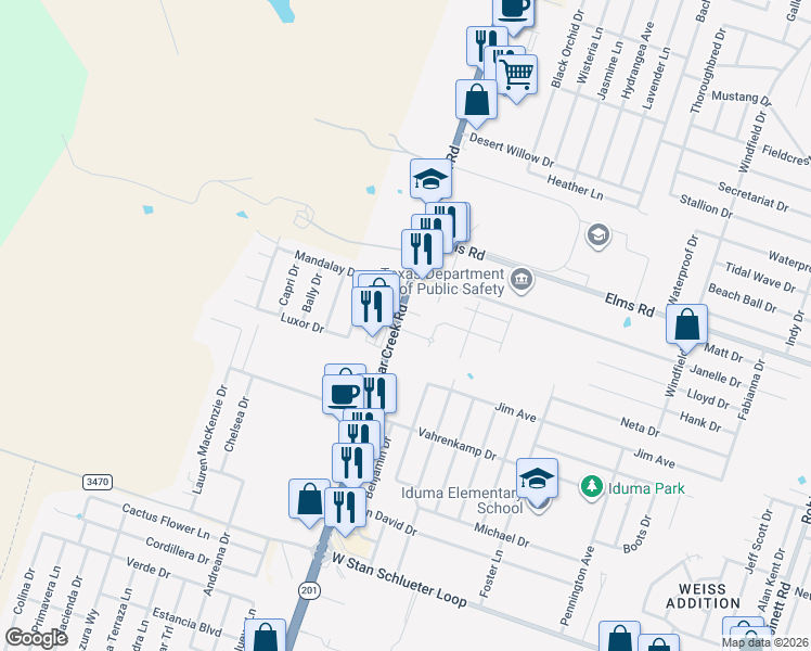 map of restaurants, bars, coffee shops, grocery stores, and more near 3906 Clear Creek Road in Killeen
