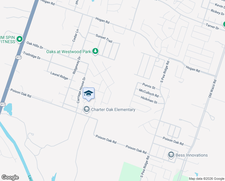 map of restaurants, bars, coffee shops, grocery stores, and more near 2101 Broken Shoe Trail in Temple