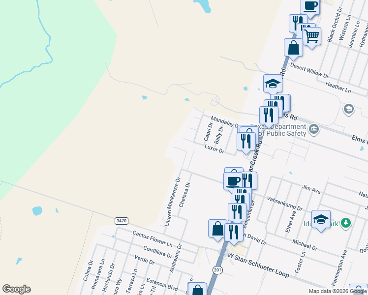 map of restaurants, bars, coffee shops, grocery stores, and more near 4307 Lauren Mackenzie Drive in Killeen