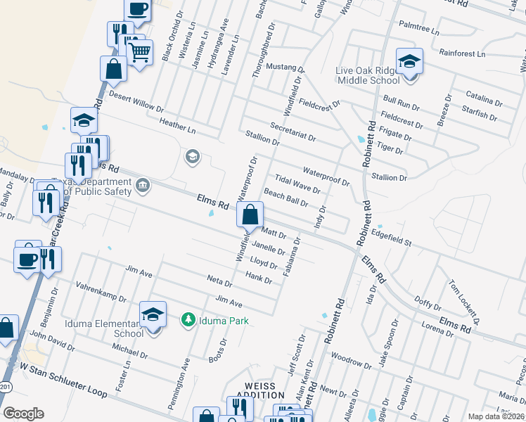 map of restaurants, bars, coffee shops, grocery stores, and more near 4406 Sand Dollar Drive in Killeen