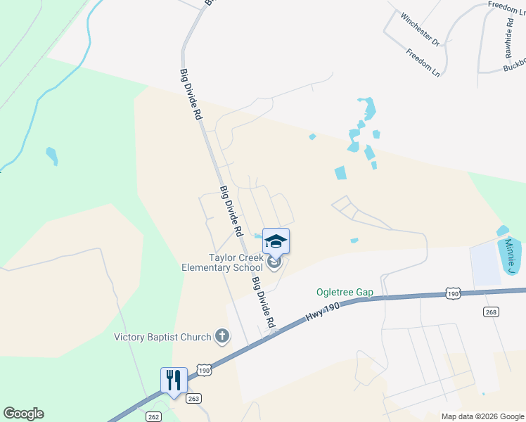 map of restaurants, bars, coffee shops, grocery stores, and more near 2096 Big Divide Rd in Lampasas County