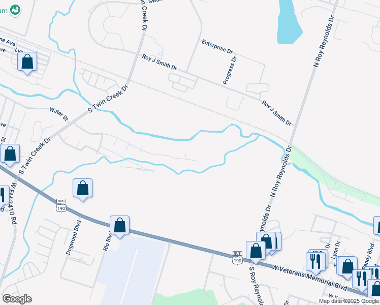 map of restaurants, bars, coffee shops, grocery stores, and more near 5002 Creekside Drive in Killeen