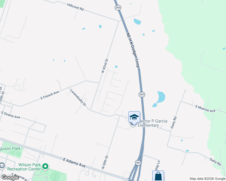 map of restaurants, bars, coffee shops, grocery stores, and more near 401 North 42nd Street in Temple