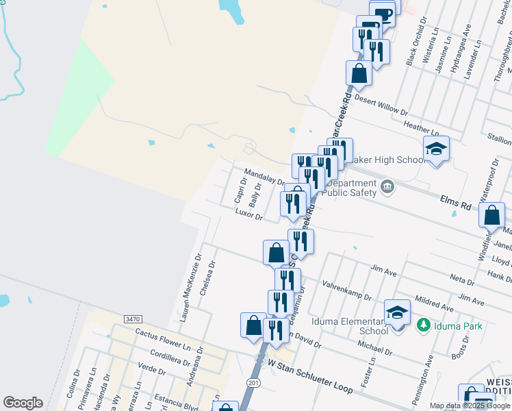 map of restaurants, bars, coffee shops, grocery stores, and more near 4304 Bally Drive in Killeen