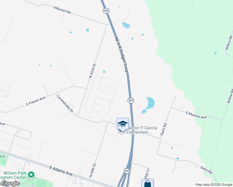 map of restaurants, bars, coffee shops, grocery stores, and more near 401 North 42nd Street in Temple