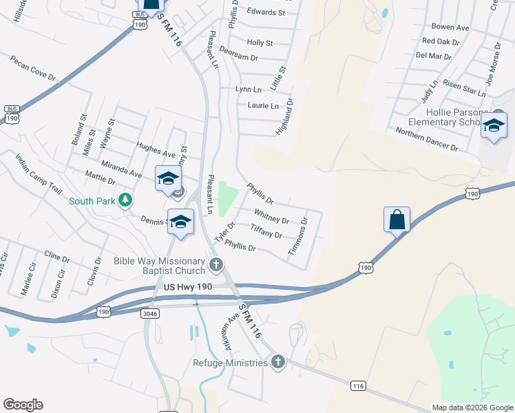 map of restaurants, bars, coffee shops, grocery stores, and more near 2309 Phyllis Drive in Copperas Cove