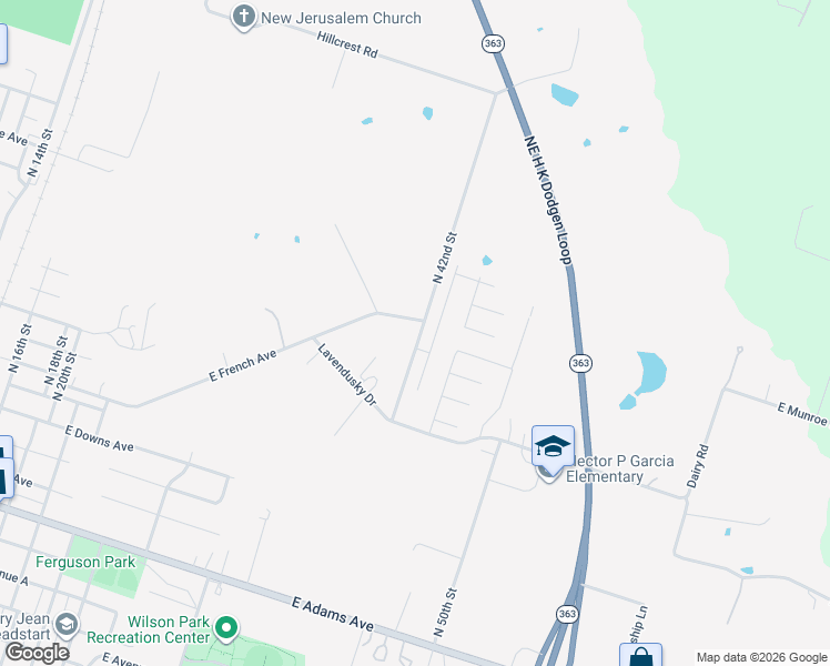map of restaurants, bars, coffee shops, grocery stores, and more near 2001 East French Avenue in Temple