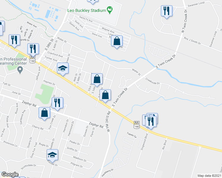 map of restaurants, bars, coffee shops, grocery stores, and more near 514 South 58th Street in Killeen