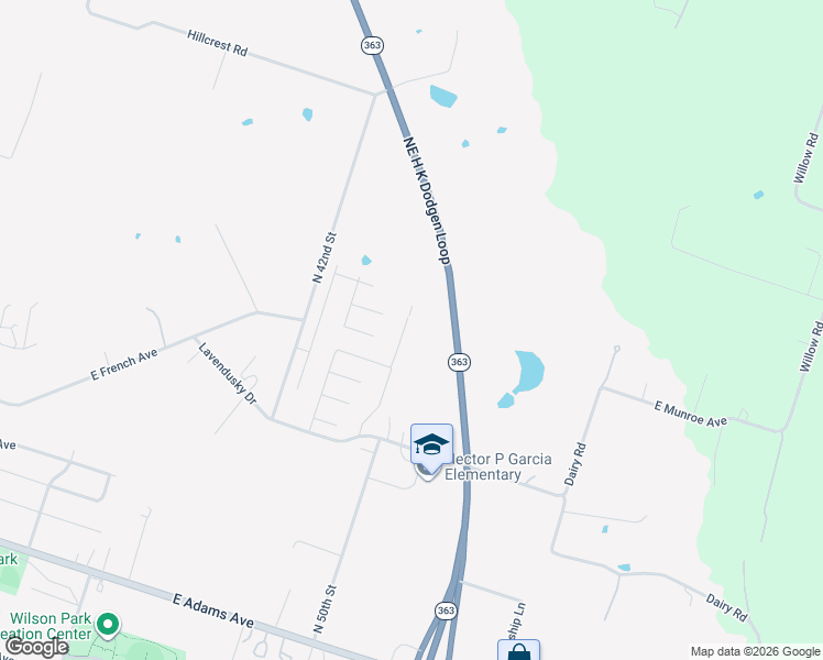 map of restaurants, bars, coffee shops, grocery stores, and more near 401 North 42nd Street in Temple