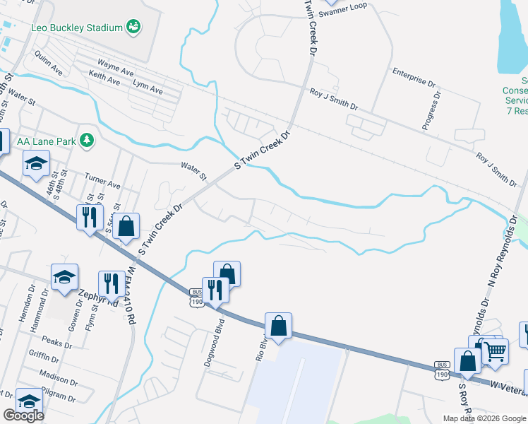 map of restaurants, bars, coffee shops, grocery stores, and more near 4504 Creekside Drive in Killeen