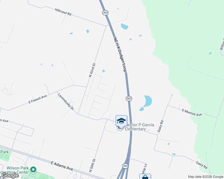 map of restaurants, bars, coffee shops, grocery stores, and more near 401 North 42nd Street in Temple