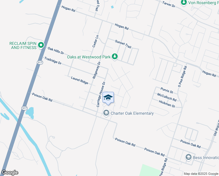 map of restaurants, bars, coffee shops, grocery stores, and more near 8409 Split Trail Cove in Temple