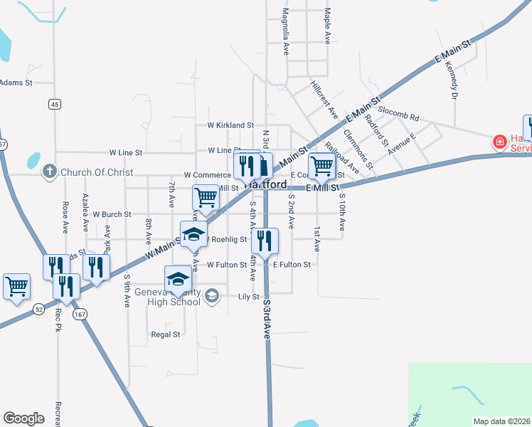 map of restaurants, bars, coffee shops, grocery stores, and more near 101 East Burch Street in Hartford