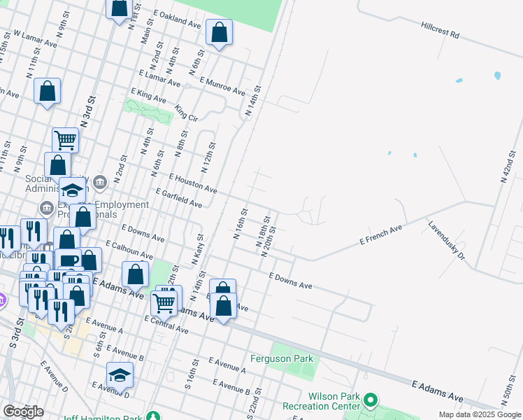 map of restaurants, bars, coffee shops, grocery stores, and more near 811 West Houston Avenue in Temple