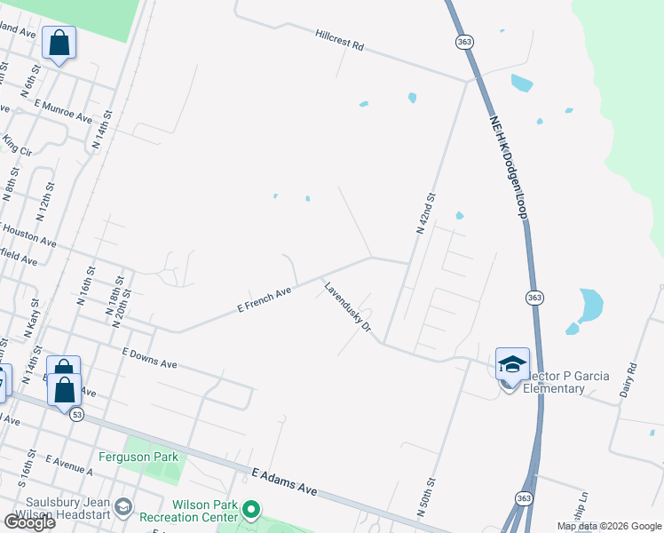 map of restaurants, bars, coffee shops, grocery stores, and more near 1740 East French Avenue in Temple