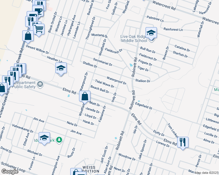map of restaurants, bars, coffee shops, grocery stores, and more near 4208 Tidal Wave Drive in Killeen
