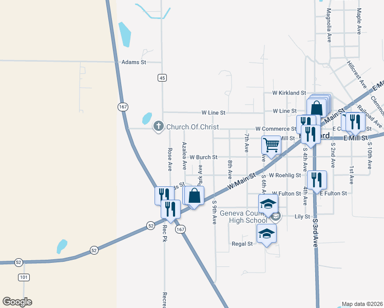 map of restaurants, bars, coffee shops, grocery stores, and more near 804 West Burch Street in Hartford