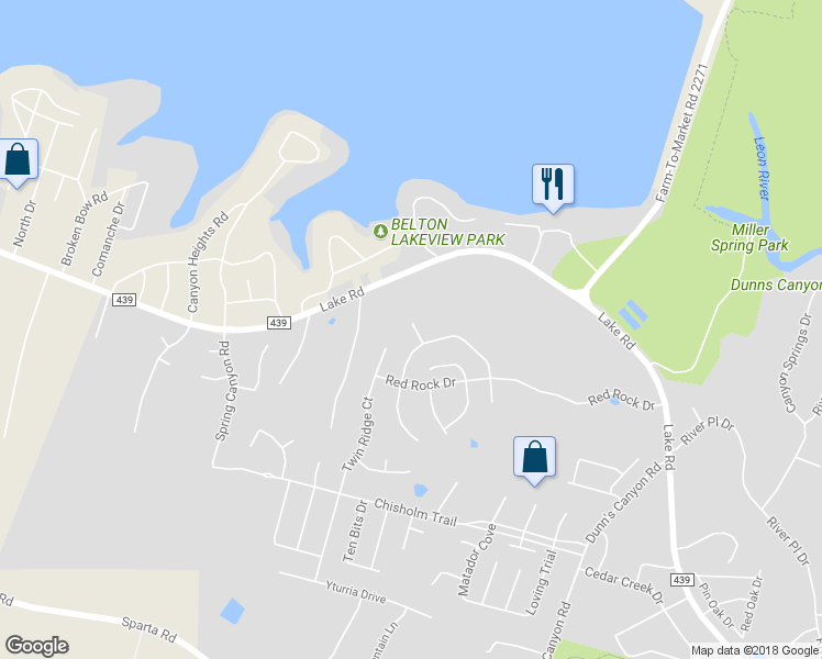 map of restaurants, bars, coffee shops, grocery stores, and more near 2805 Autumn Cove in Belton