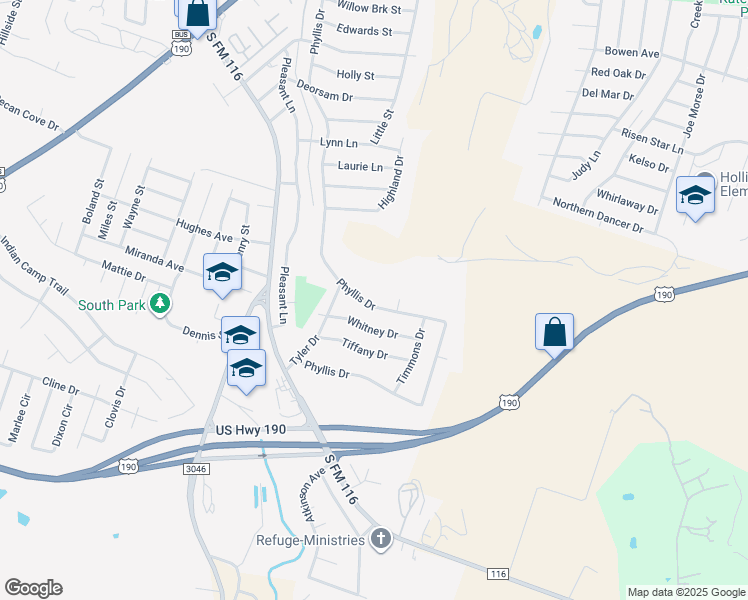 map of restaurants, bars, coffee shops, grocery stores, and more near 2309 Phyllis Drive in Copperas Cove
