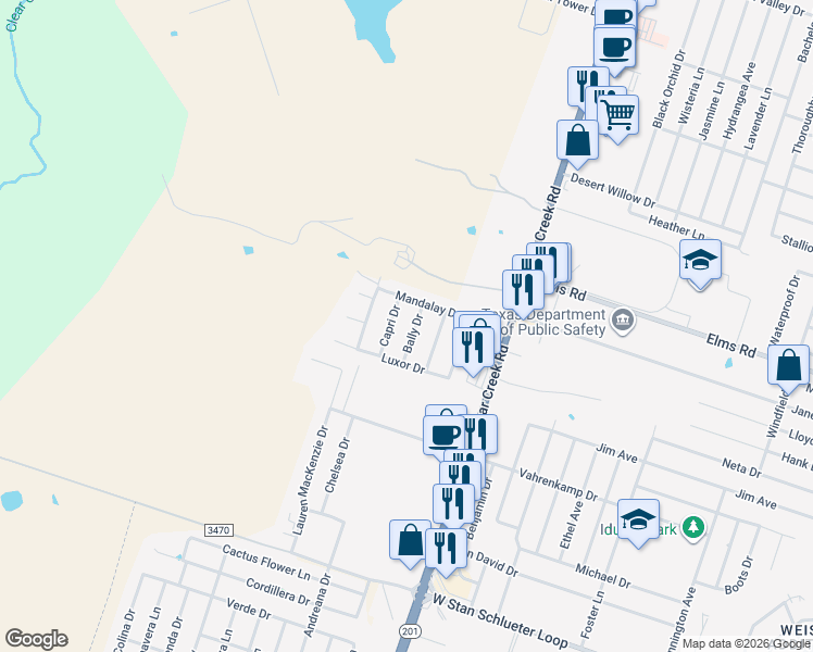 map of restaurants, bars, coffee shops, grocery stores, and more near 4302 Capri Drive in Killeen