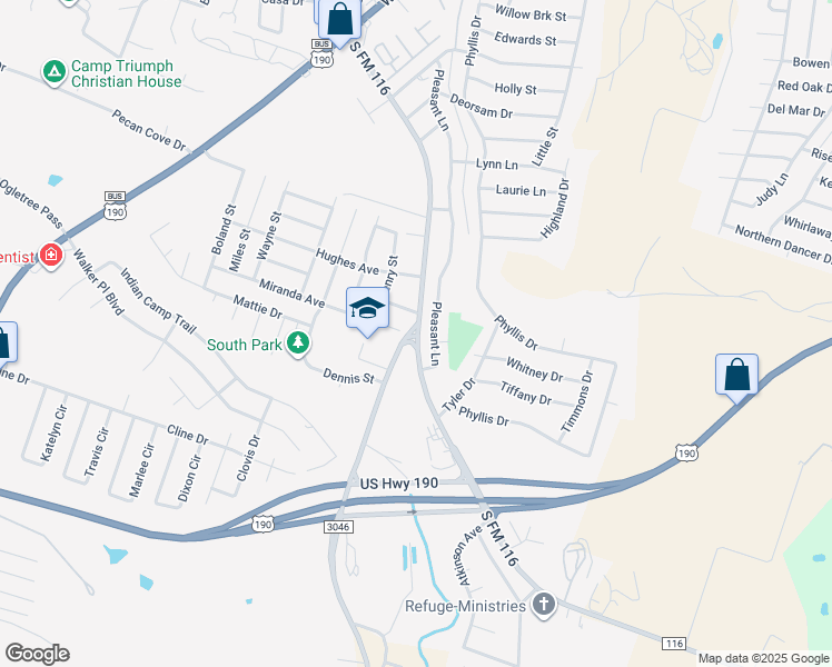map of restaurants, bars, coffee shops, grocery stores, and more near 2033 FM 2657 in Copperas Cove