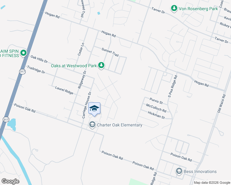 map of restaurants, bars, coffee shops, grocery stores, and more near 2022 Rustic Manor Drive in Temple