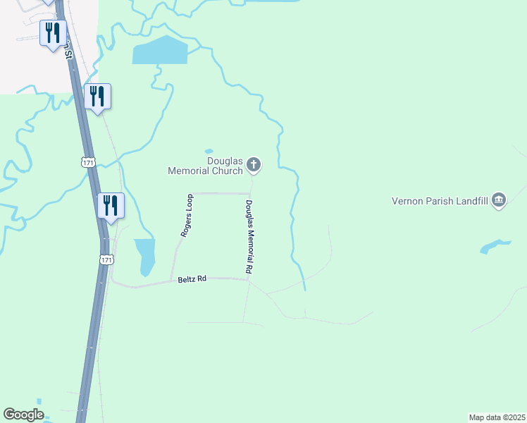 map of restaurants, bars, coffee shops, grocery stores, and more near 200-364 Douglas Memorial Road in Leesville