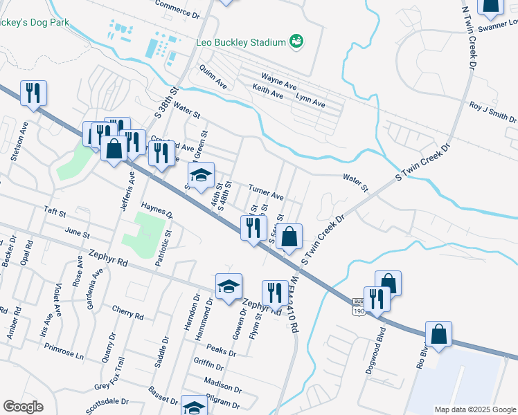 map of restaurants, bars, coffee shops, grocery stores, and more near 538 South 54th Street in Killeen