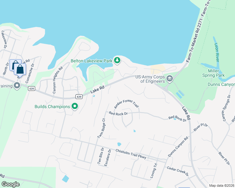 map of restaurants, bars, coffee shops, grocery stores, and more near 2805 Autumn Cove in Belton