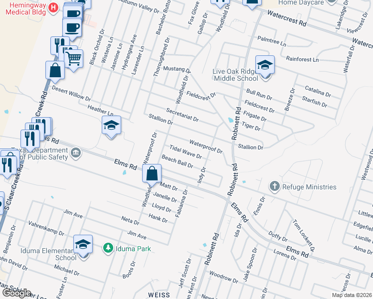 map of restaurants, bars, coffee shops, grocery stores, and more near 4305 Tidal Wave Drive in Killeen