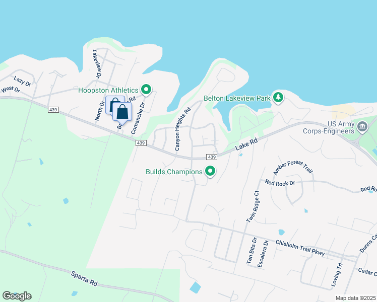map of restaurants, bars, coffee shops, grocery stores, and more near 3306 Spring Canyon Road in Belton